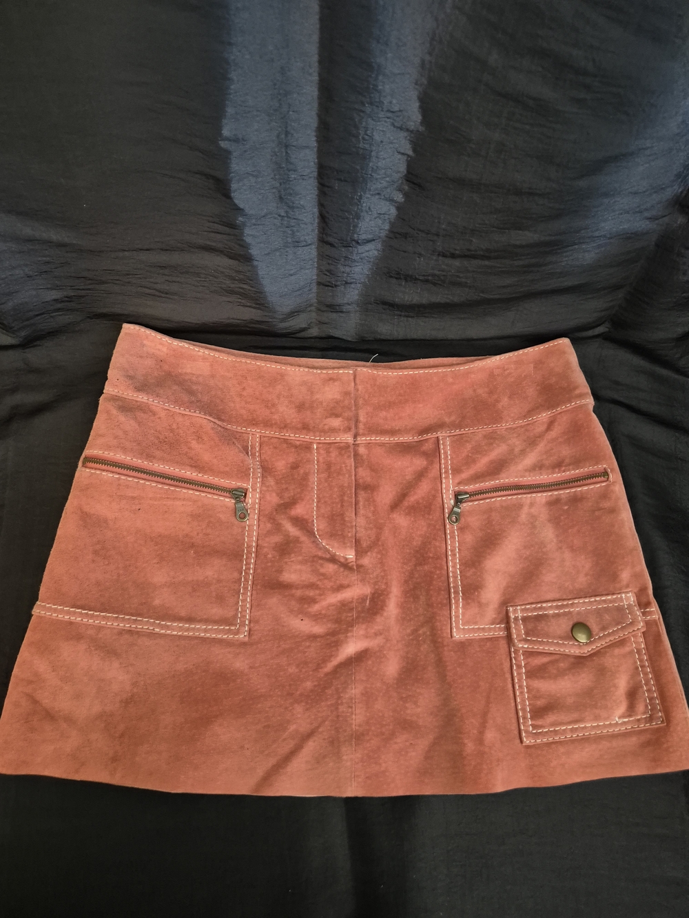 Arden B Rust Suede Cargo Mid-rise Mini Skirt